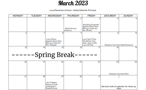 March 2023 Lucy Calendar